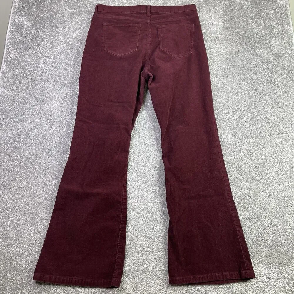 Gap Pants Women’s 14 Cherry Red 70’s Flare High Rise Corduroy Holiday Preppy - Picture 3 of 11